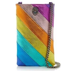 KURT GEIGER Kensington Colorful Leather Striped Crossbody Phone Bag